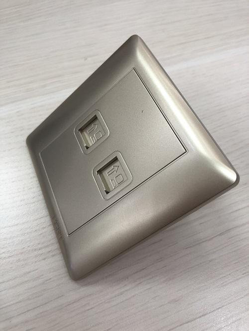 Bộ ổ cắm mạng đôi Cat 5 màu vàng